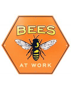 Bees at Work Metal Sign